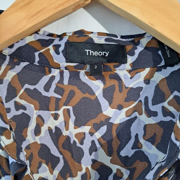 THEORY Jasper Silk Midi Shirt Dress Size 2 A-line Business Casual Short Sleeve - Picture 2 of 13